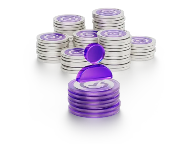 Composição tridimensional de moedas empilhadas com figura central