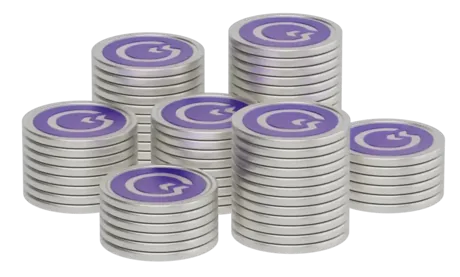 Composição tridimensional de moedas empilhadas